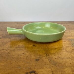Vintage La Solana Potteries Solana Ware Green Handled Open Pan 8.5” Long